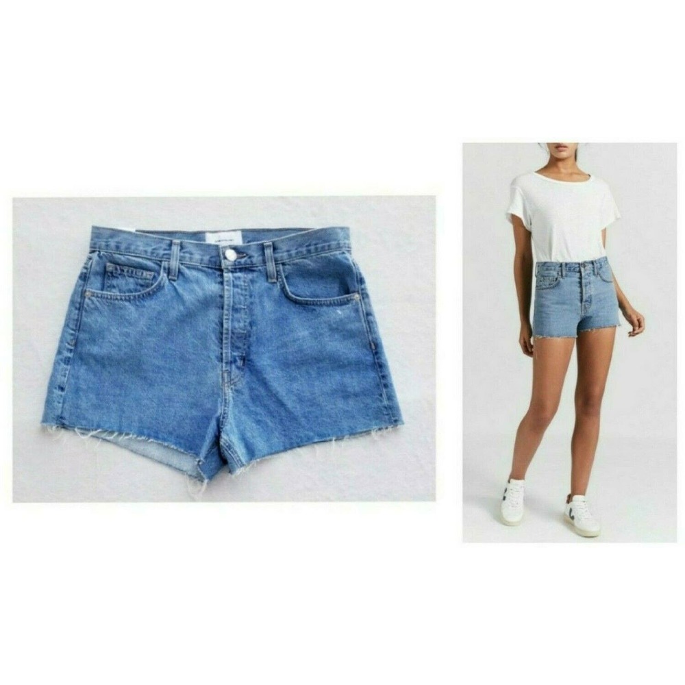 CURRENT ELLIOTT CUTE CUTOFF ULTRA HIGH-WAIST FRINGE DENIM SHORTS NWT$206 US-8 29